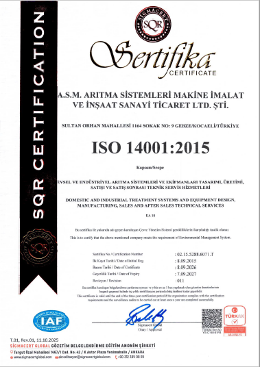 ASM Arıtma | Certificates